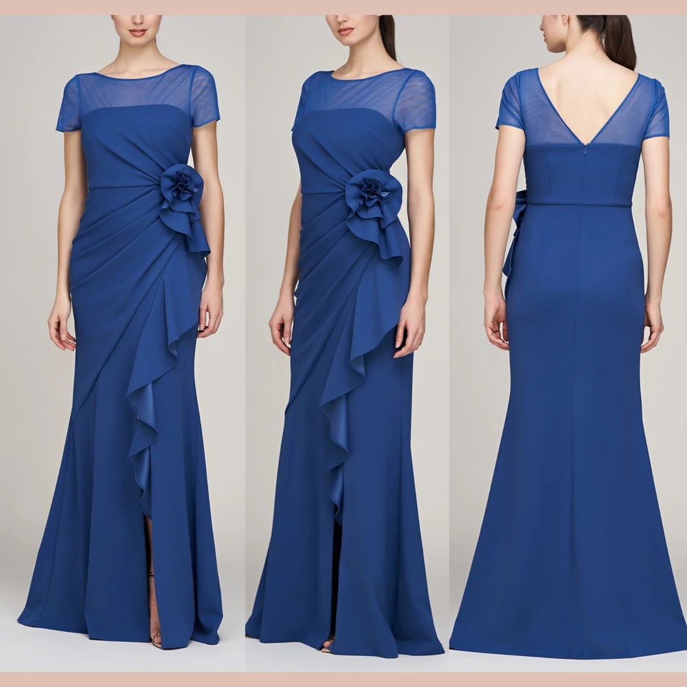 NEW $248 JS Collections [ 12 ] Aspen Column‎ Gown in Blue Quarts #J2260
